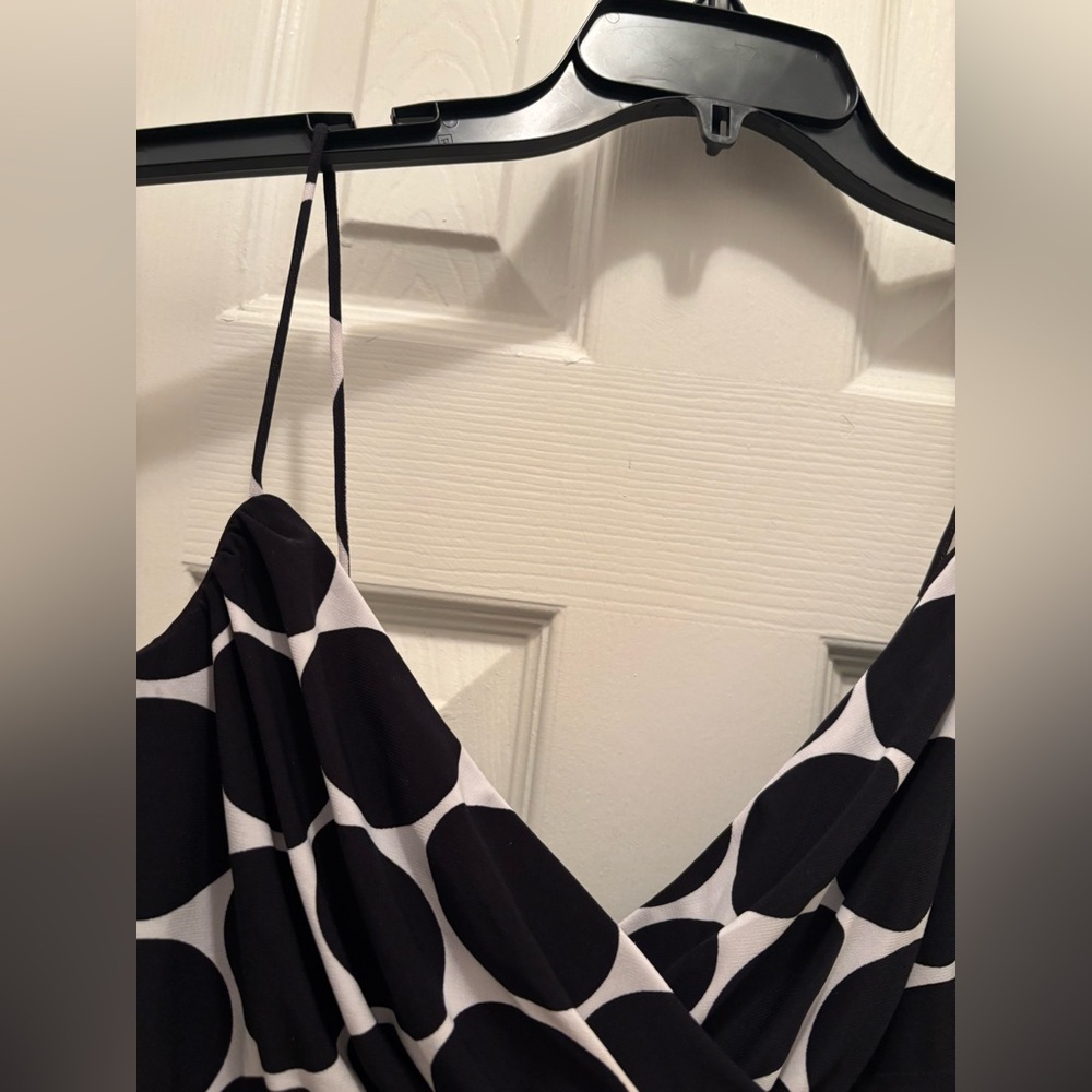 Jones Wear Brand Black and White Polka Dot Midi Dress - Picture 3 of 7